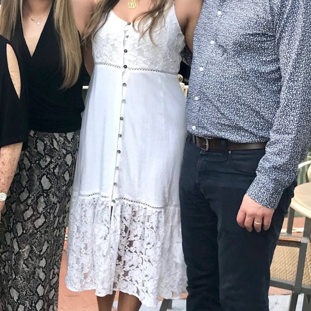 White Lace Midi Dress, M